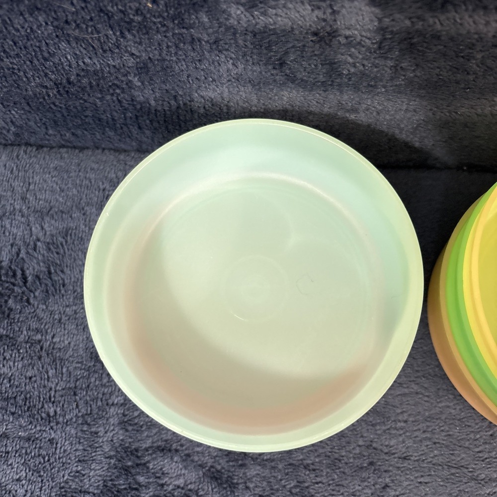 6 Vintage Tupperware Colorful Snack Bowl Containers 1286-24 4" X 1.25" - Picture 3 of 5